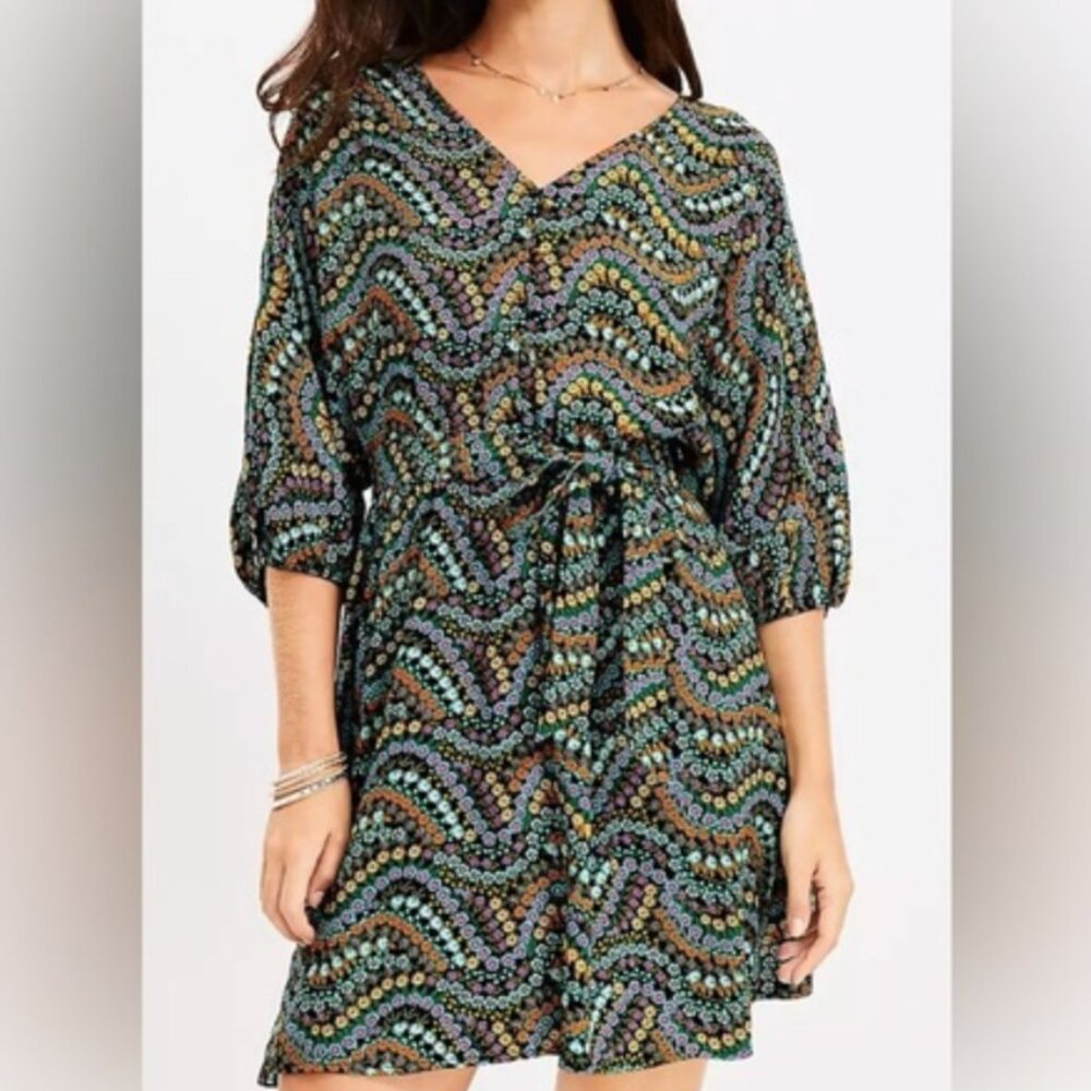 Ann Taylor Loft Garden Floral Button Dolman Pocket Dress, Small